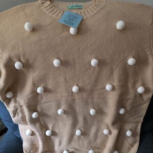 Beige Sweater with White Accents